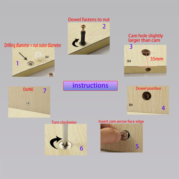 10PK Cam Fittings Screws for Furniture & Cabinets - Pack of 10