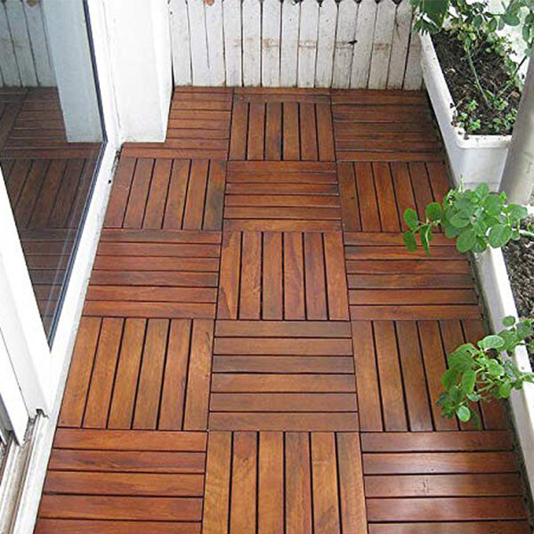 12x12 Acacia Interlocking Wood Deck Tiles - Indoor/Outdoor (10-pack)