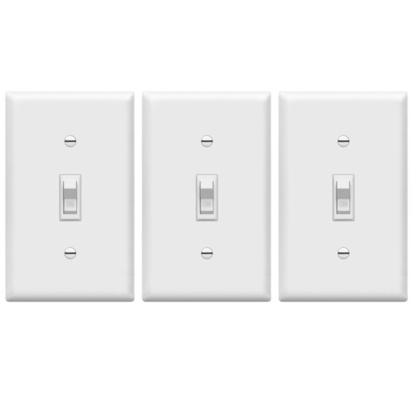 15 White Tamper-Resistant Single-Pole Toggle Light Switches (Set of 3)
