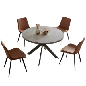 46'' Round Dining Table Set for 4 - Steel Pedestal & 32.4''H Chairs