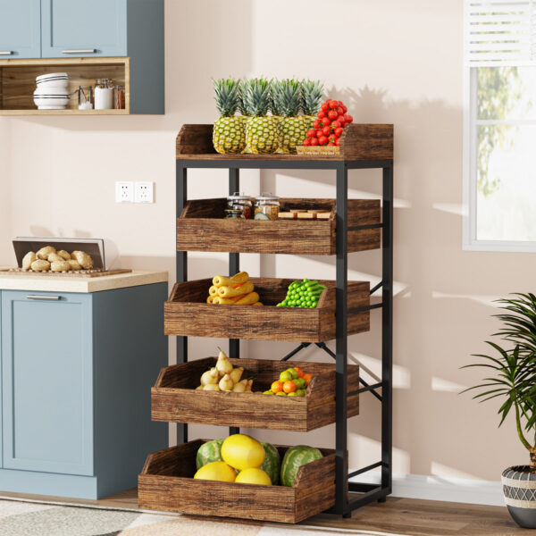 5-Tier Vegetable & Fruit Rack - Snack Rack & Kitchen Organizer Basket