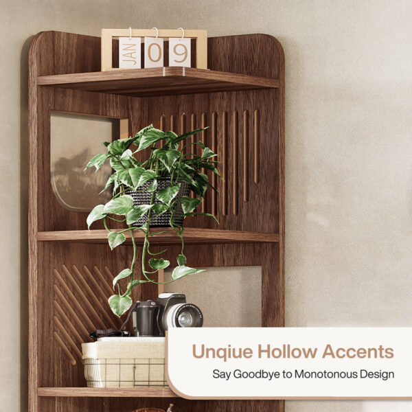 71-Inch Tall, 6-Tier Corner Bookcase - Modern Space-Saving Wood Shelf