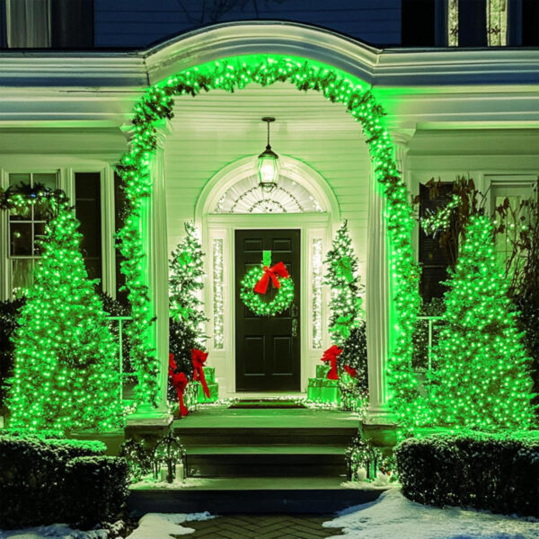 168 Ft 600 LEDs Green Christmas Lights - Waterproof Outdoor Plug-In
