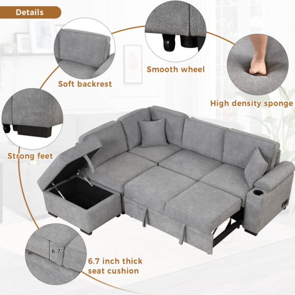 83.65-inch Pillow-Top Arm Sofa Bed - Plush Convertible Sleeper