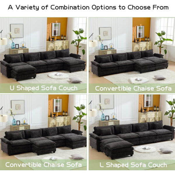 Adonia 154" Large U-Shaped Sectional Sofa with Ottoman - Cloud Comfort
