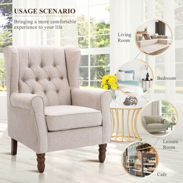 Set of 2 Angiolino Upholstered Button-Tufted Small Accent Armchairs