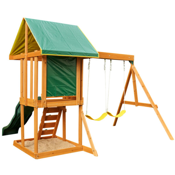 Appleton Wooden Swing Set - Swings, Slide, Rock & Chalk Wall, Sandbox