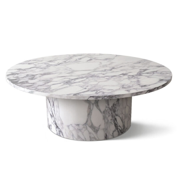Asherville 40-inch Faux Marble Round Pedestal Coffee Table, Modern
