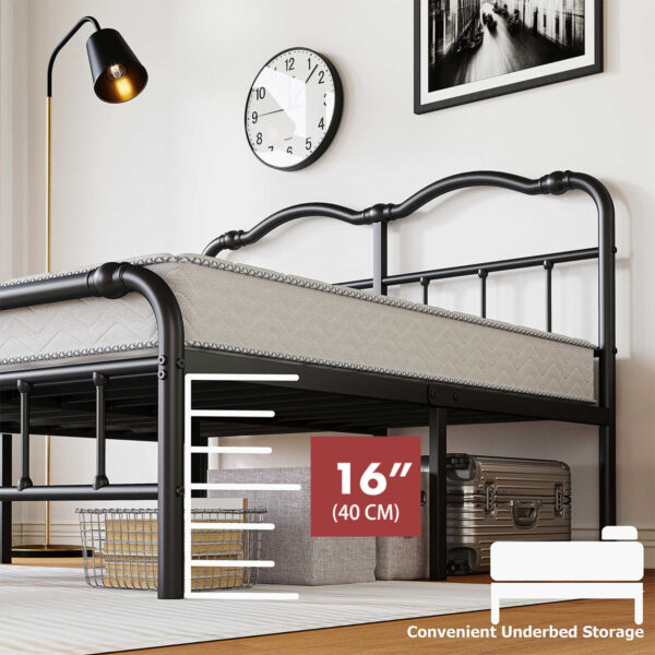 Ashwyn Heavy-Duty Steel Slat Bed Frame 18" - Anti-Sway, Squeak-Free