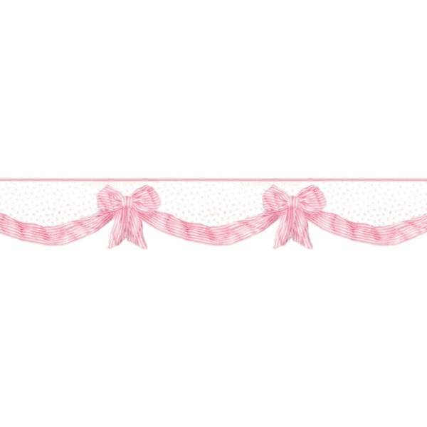 Azaz Border with Pink Striped Bows Fabric Trim for Nursery Accent