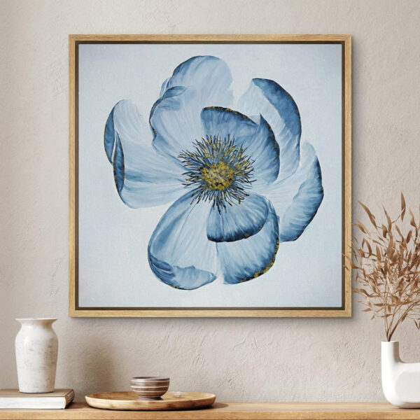 Blooming Blue Flower With Yellow Stigma | Modern Pastel Floral Plants