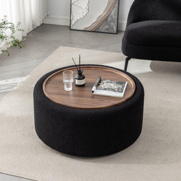 Bryonie Round Cocktail Ottoman with Storage Compartment for Living Room