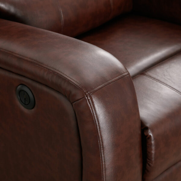 Bucklebury 36.1" Wide Vegan Leather Power Recliner w/USB Charging Port