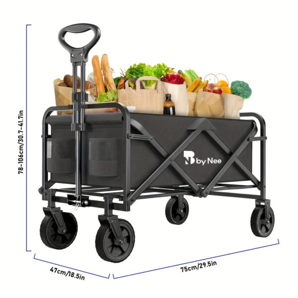 Bynee Collapsible Garden Utility Wagon Cart - All-Terrain, 450 lb Cap