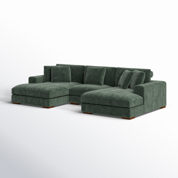 Cabbar 3-Piece Corduroy Sectional Sofa - Modern Plush Upholstery