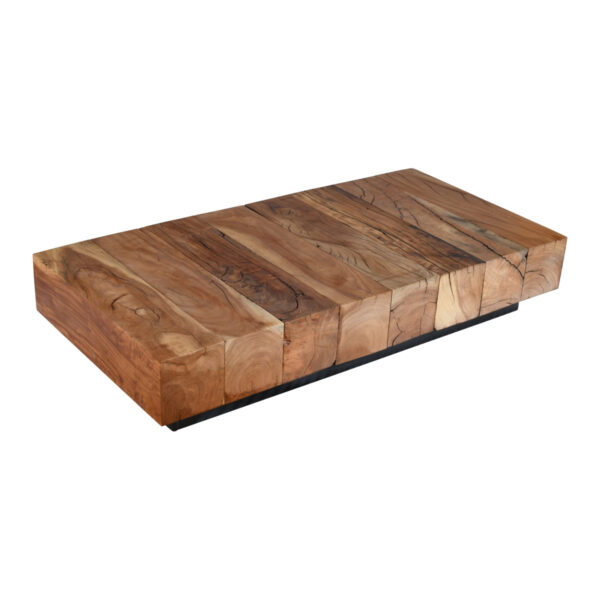 Caid Solid-Wood Beam Coffee Table - Rustic Farmhouse Living Room