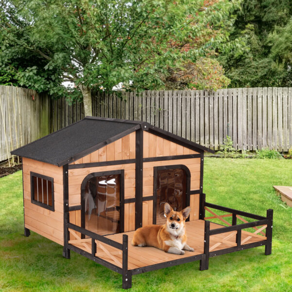 Campa Wood Doghouse - Weatherproof Outdoor Pet House, Insulated
