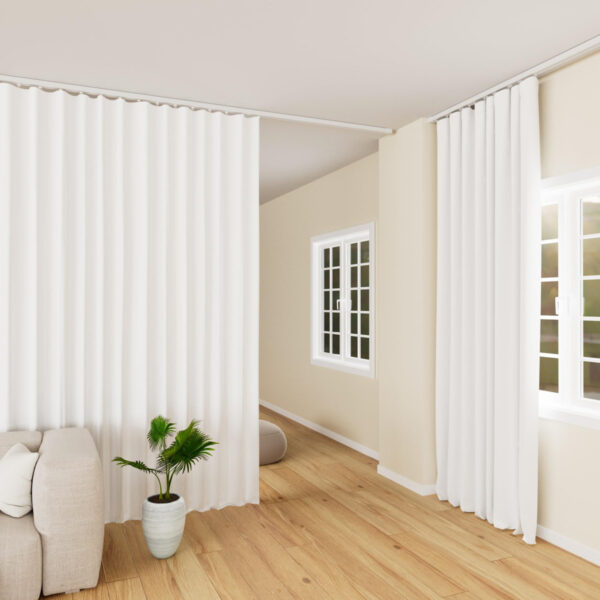 Ceiling Curtain Track - Heavy-Duty 12Ft White Curtain Rail with Clips