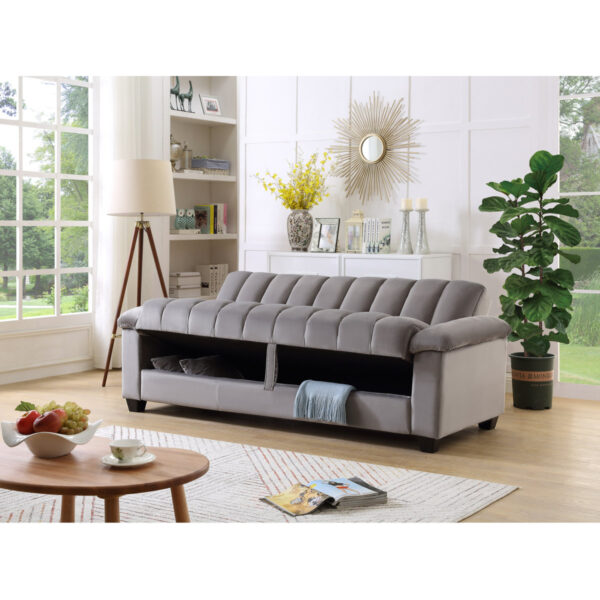 Cesella 83-inch Velvet Convertible Sofa Bed with PillowTop Arm&Storage