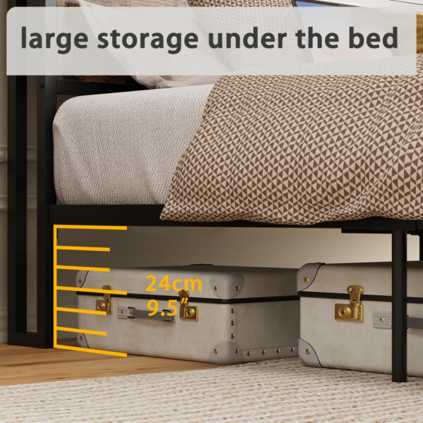 Cleisthenes Storage Bed Frame|Bookcase-Style Headboard Built-In Drawer