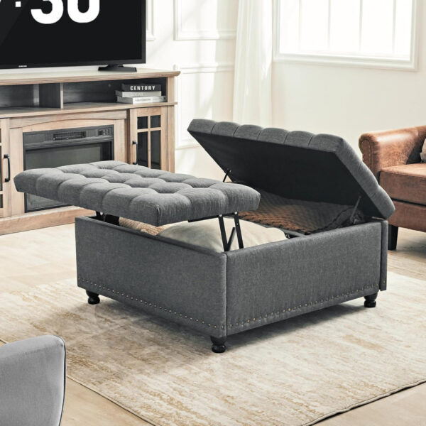Cristba 35in Living Room Ottoman Storage Bench & Lift-Top Coffee Table