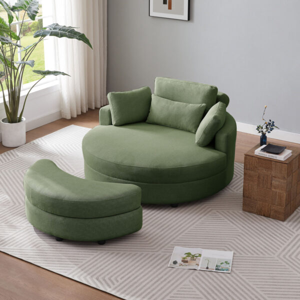 Dashton Upholstered Barrel Chair and Ottoman Set - Living Room Accent