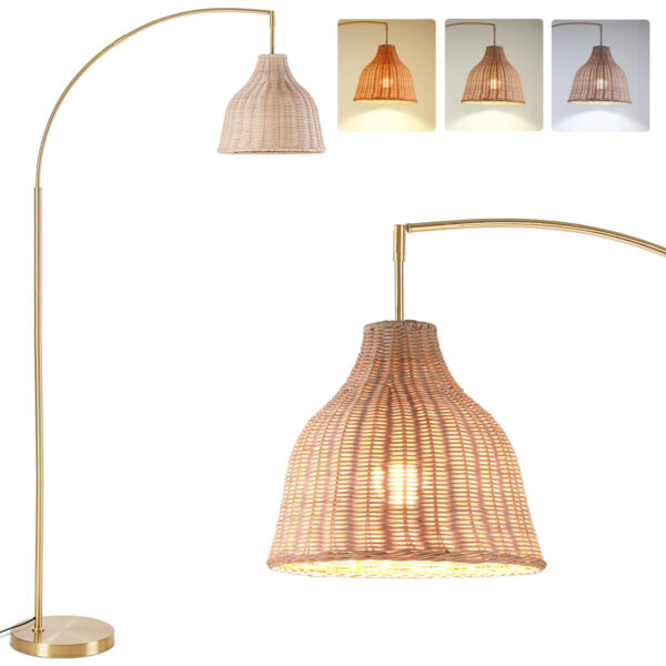 Deantrei 72.44" Arched Rattan Floor Lamp - Boho Arc for Living Room