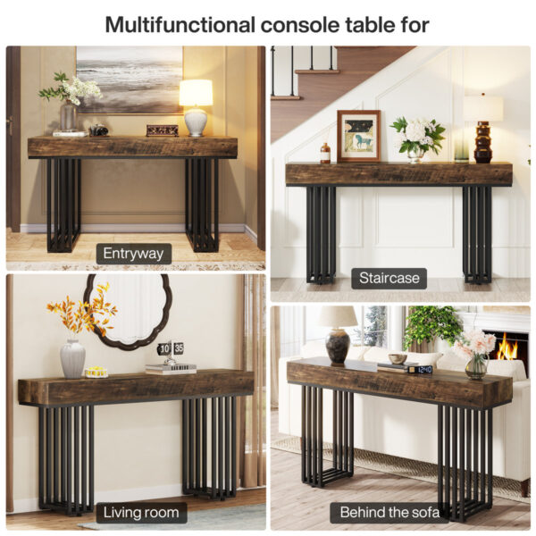 Deljunco 55-inch Industrial Entryway Console Table with Storage