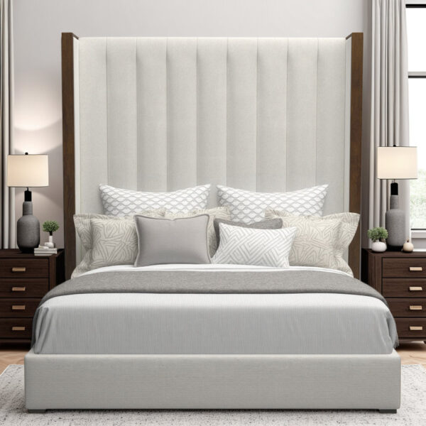 Dipson Padded Wingback Bed - Upholstered Tufted Headboard, Queen