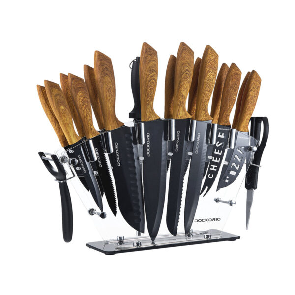 Dockorio 19-Piece High-Carbon Stainless-Steel Knife Block Set, Kitchen