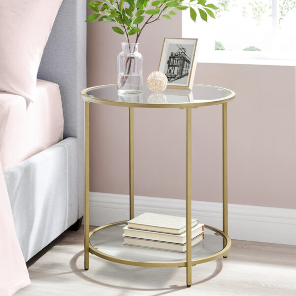 Doynton Glass-Top End Table - Modern Living Room Side Accent Table