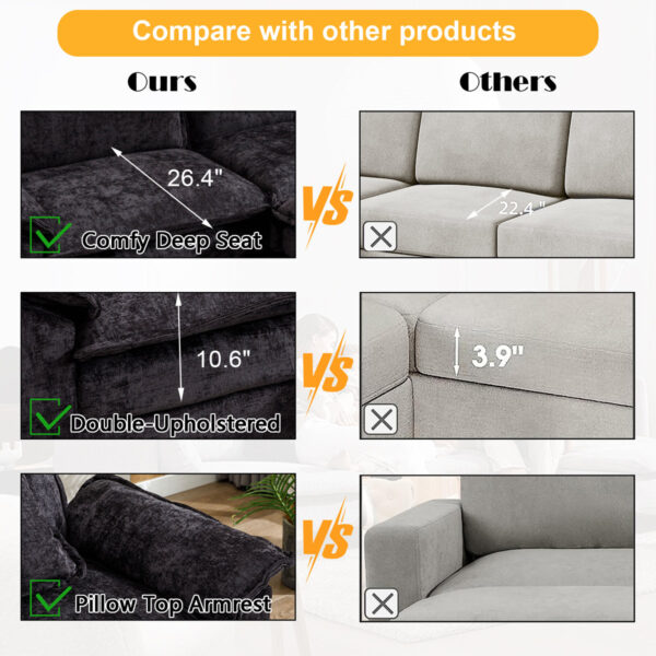 Stylish Dyemond 85.8" Modern Sectional Sofa with Loveseat & Ottoman