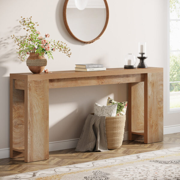 Dyron Extra-Long Farmhouse Console Table for Entryway & Hallway