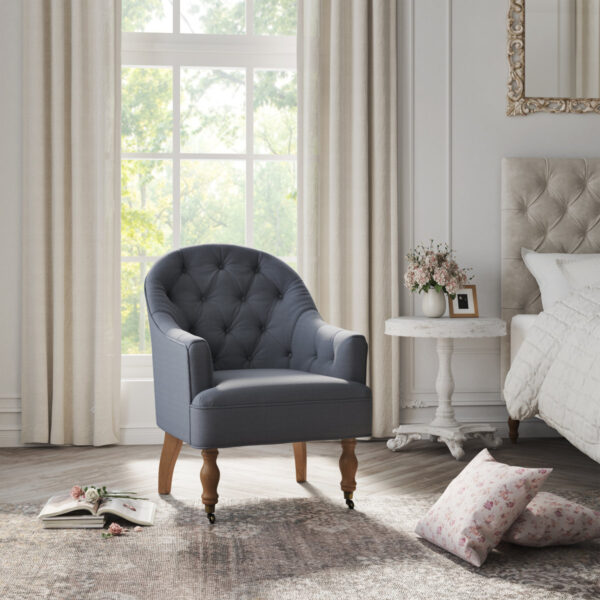 Elegance Elinor Linen Accent Armchair for the Bedroom, Modern Chair