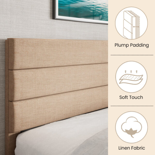 Elison Platform Bed with Fabric-Upholstered Headboard & Wooden Slats