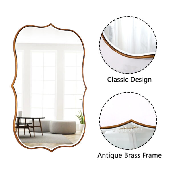 Euri Scalloped Decorative Wall Mirror with Wooden Frame - Modern Style