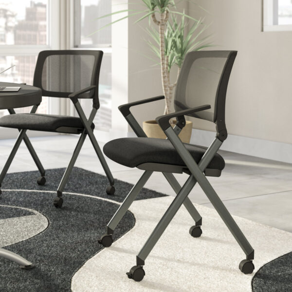 Compact, Comfortable Fabric-padded Office Folding Chair Set (Set of 2)