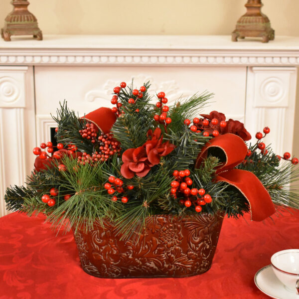 Faux Floral Arrangement in a Planter - Silk-Look Flowers for Home