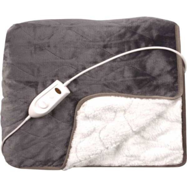 Gray Flannel Heated Blanket - Electric Plush Throw for Queen/King Beds