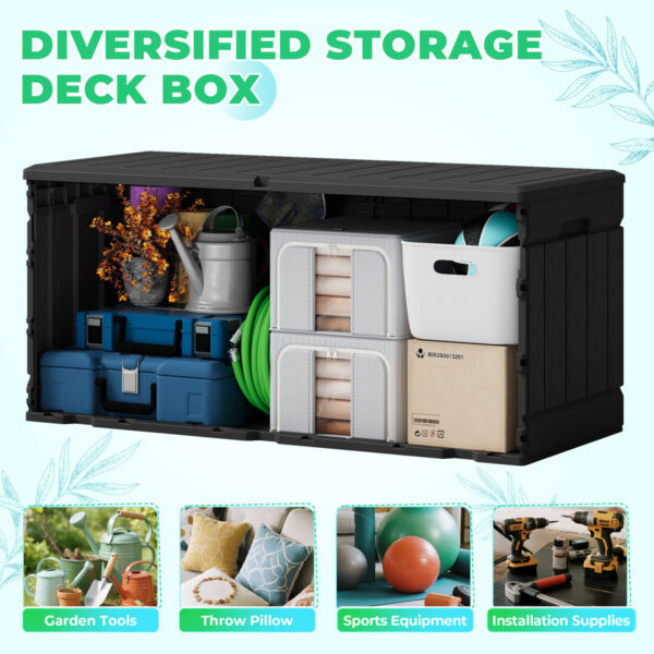 Furmax 45.3" W 82-Gallon Outdoor Lockable Water-Resistant Deck Box