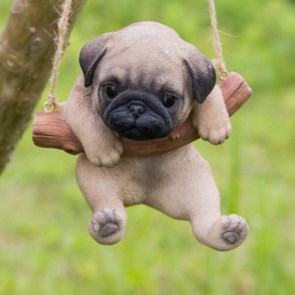 Cute Hanging Pug Puppy Figurine Wall Decor - Handcrafted Gift