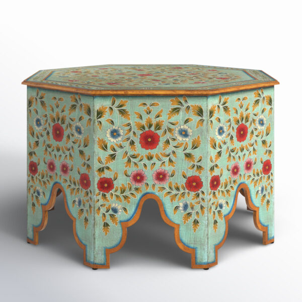Harcourt 28.5" Octagonal Hand-Painted Wood Coffee Table for Home Decor