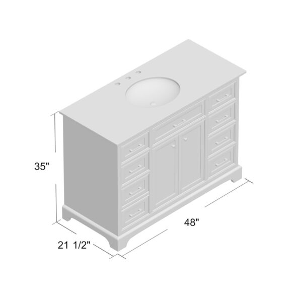 Hermes 48-inch Single Bathroom Vanity with Marble Top - Single Sink