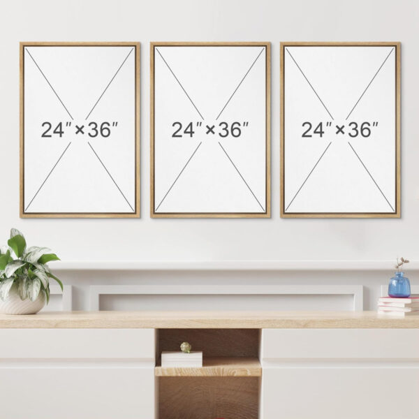 Heron & Crane Bird Nautical Decor Framed Canvas Living Room Art, Set of 3