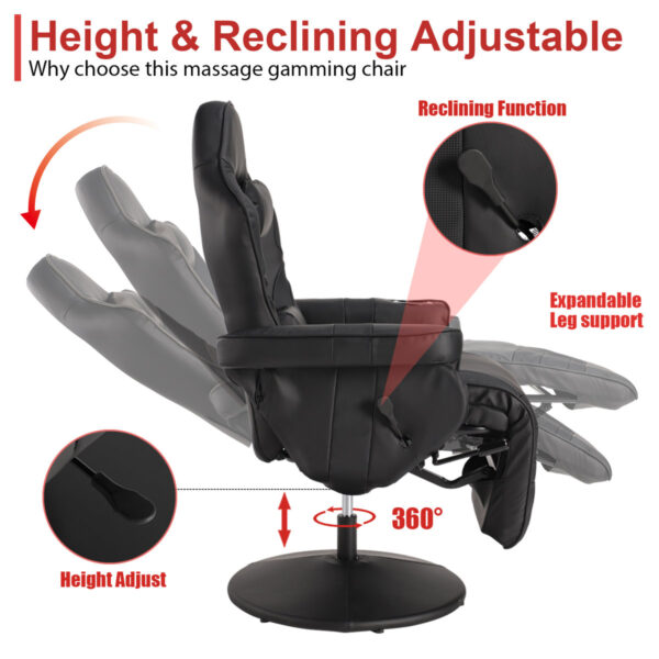 InboxZero Ergonomic Faux-Leather Reclining Swivel PC/Racing Game Chair