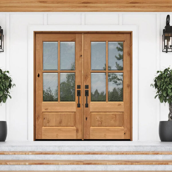 Iron Double-Door Handle Set for Front Entry - Reversible Left/Right