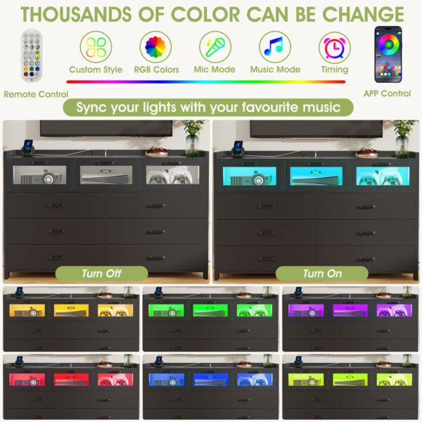 Jerral 6 6-Drawer Dresser with Built-In Power Outlet & LED Light