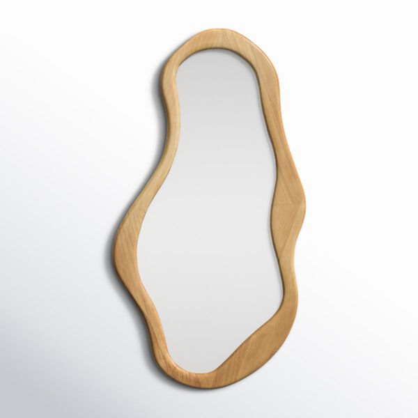 Jhada Asymmetrical Solid Wood Bathroom Wall-Mounted Mirror, Modern