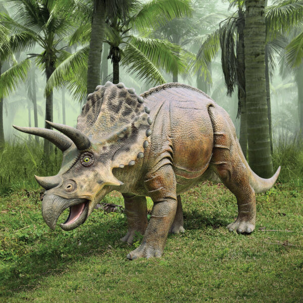 Jurassic-Sized Triceratops Dinosaur Statue - Life-Size Garden Art