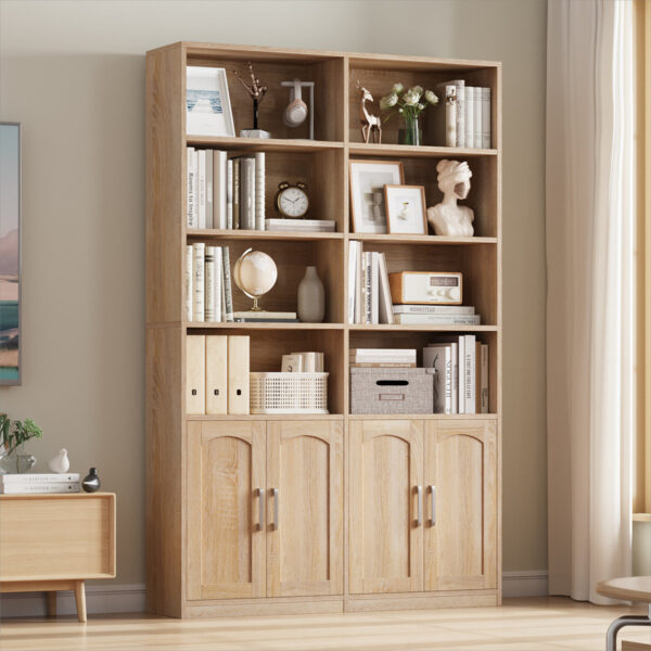 Kirklyn 73" H Modern Wooden Organizer Bookcase w/ Doors & 8 Shelves